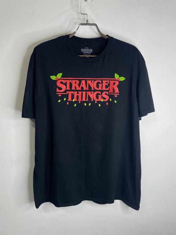 Vintage Netflix Stranger Things Christmas Lights Black T-shirt XL
