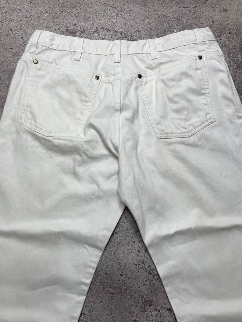 Vintage Yves Saint Laurent White Jeans Size XL Made in Italy Cotton Pants 52 image 10