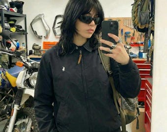 Vintage Polo Ralph Lauren Black Harrington Bomber Jacket • Small Pony Logo Y2K