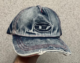 Vintage Diesel Distressed Denim Baseball Cap Y2K Style