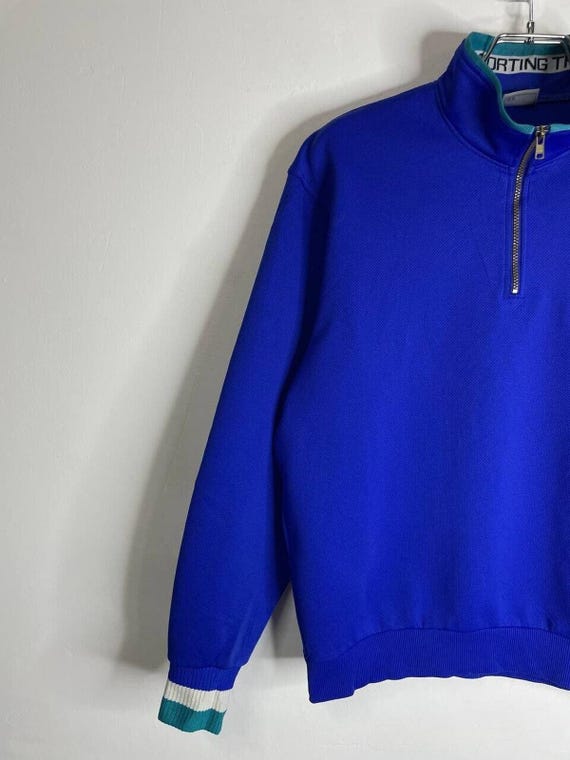 Vintage Asics Japan National Team Quarter Zip Sweatshirt Blue