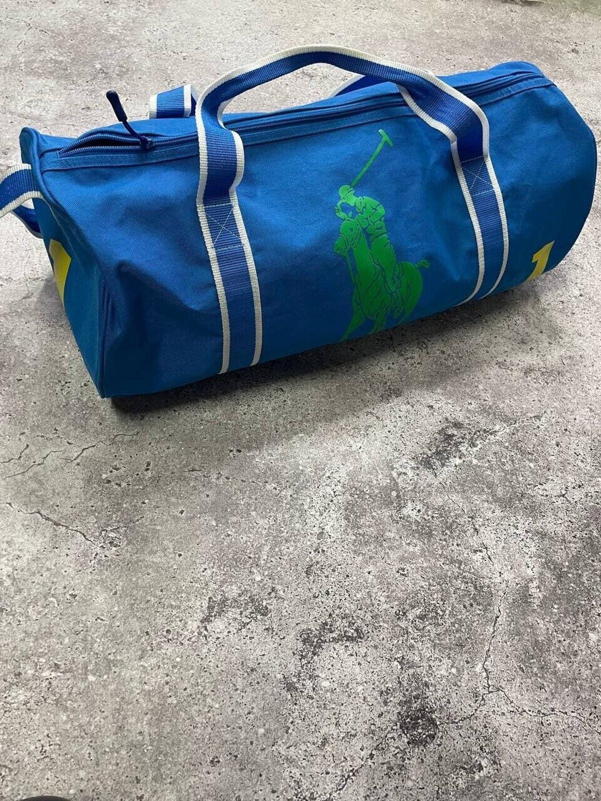 Vintage Ralph Lauren Big Pony Duffle Bag Blue Green Polo Logo