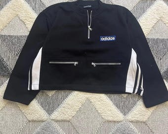 vintage Adidas sweat-shirt zippé 1/4 gros logo