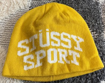 Vintage Stussy Sport Knit Beanie - Y2K Streetwear - Etsy
