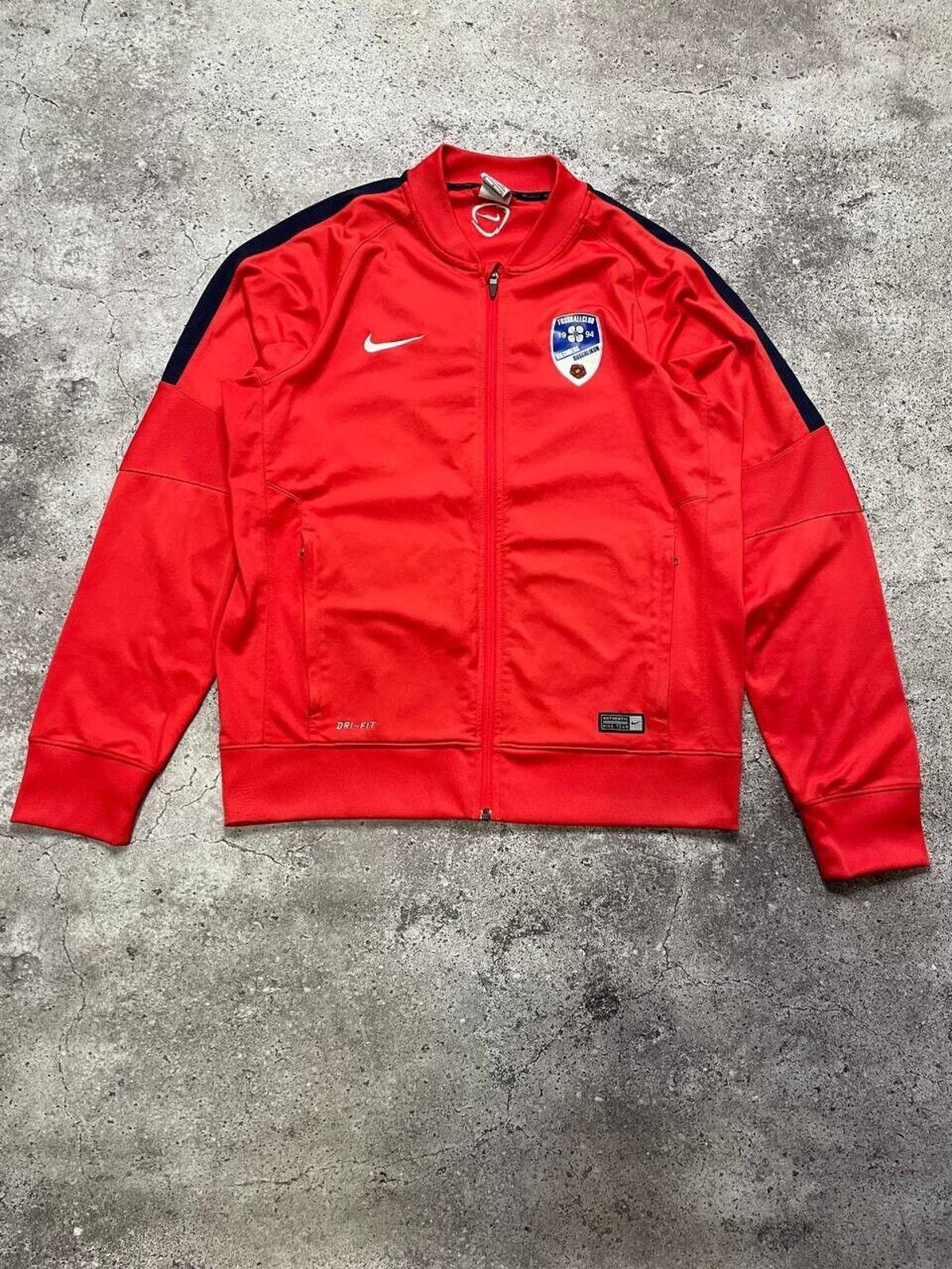 Vintage Nike Dri-fit Red Track Jacket With Club Crest and Navy