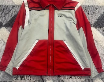 Fila Vintage Red Zip Sweatshirt Large