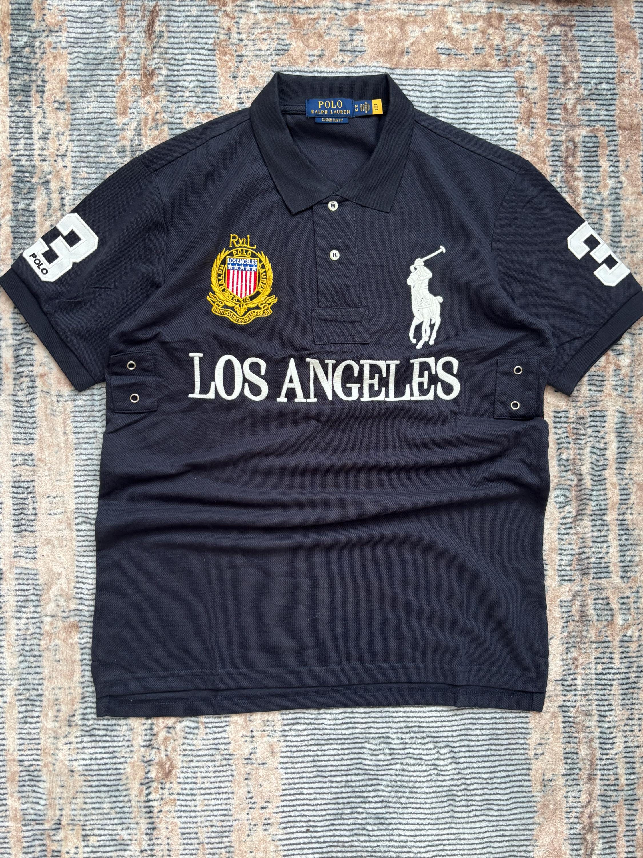 Vintage Polo Ralph Lauren Los Angeles Polo Shirt Black Gold Crest