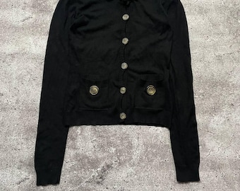 Vintage DOLCE & GABBANA Black 100% Cashmere and Lace Knit Back