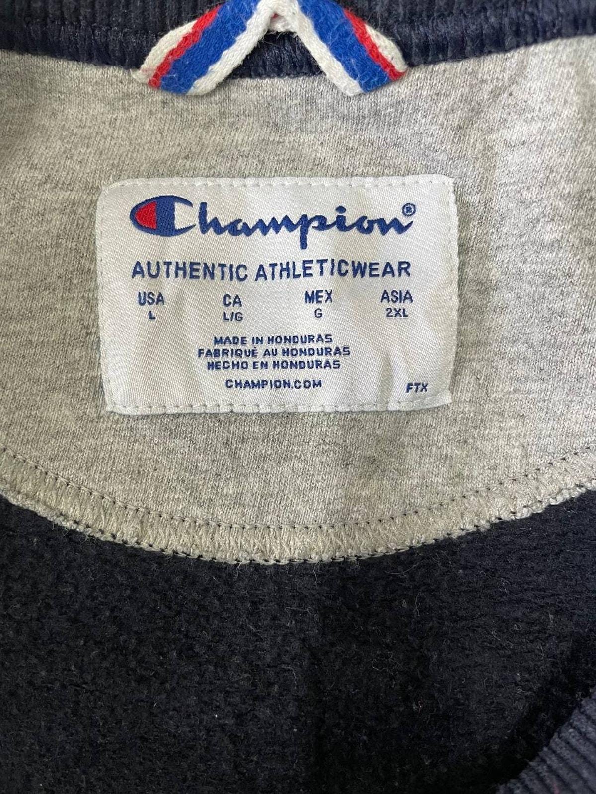 Vintage Champion Navy Blue Sweatshirt L Big Logo Embroidered