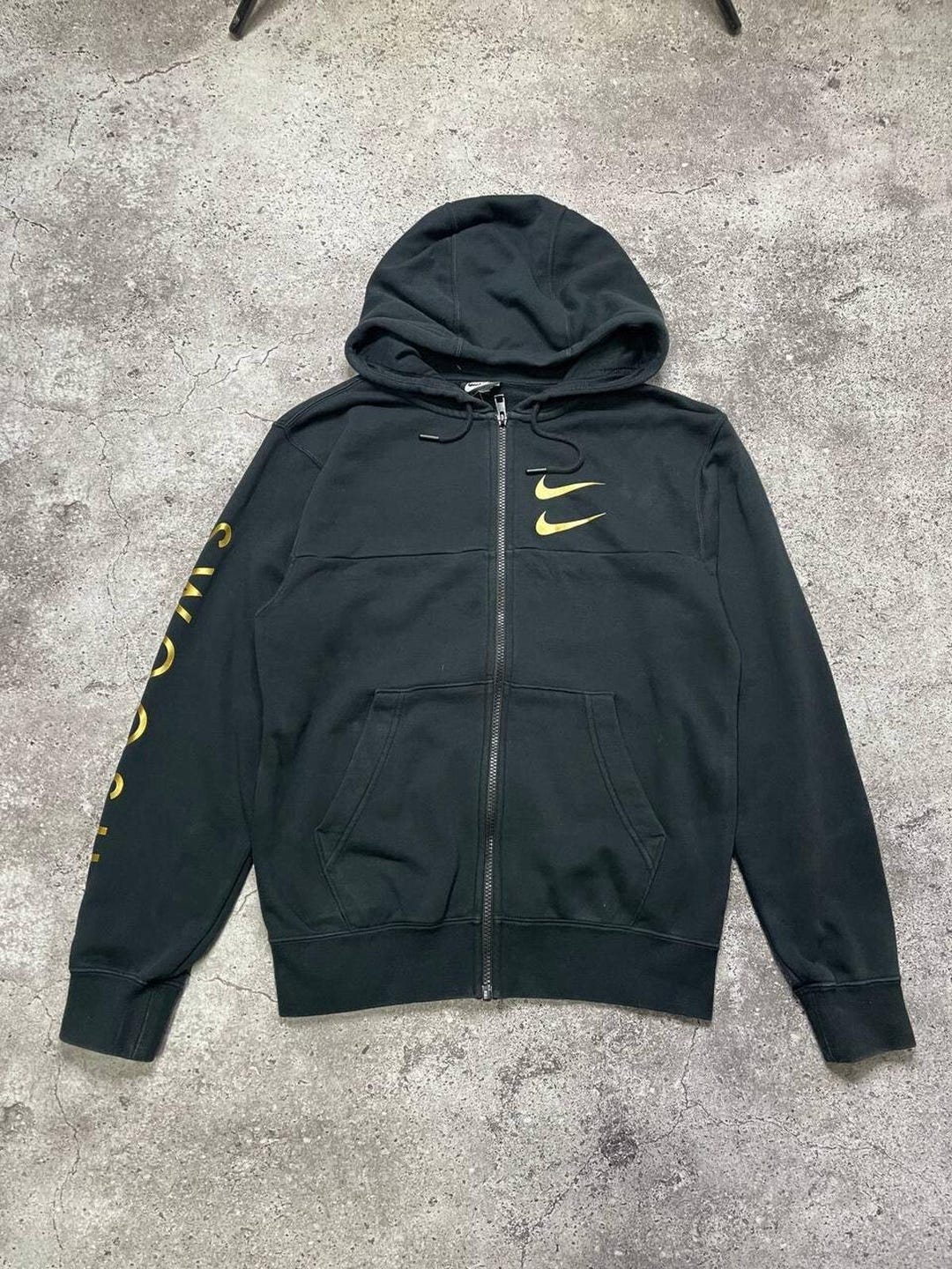 black nike hoodie with rose gold swoosh