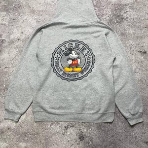 Sudadera con capucha vintage Walt Disney World Mickey Mouse gris con cremallera completa M imagen 3