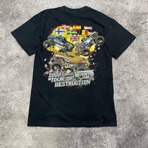 Koszulka Vintage Monster Jam Europe Tour T-Shirt z grafiką w kolorze czarnym, dwustronna, rozmiar S zdjęcie 2