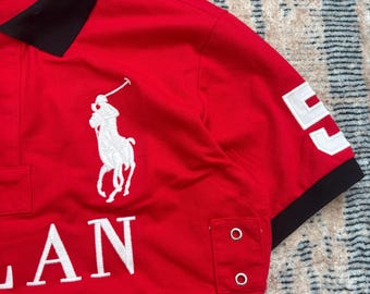 れ*は様 Polo by Ralph Lauren MILAN ビッグポニー　ポ Vintage Polo Ralph Lauren Milan Polo Shirt Red • Big Pony Logo