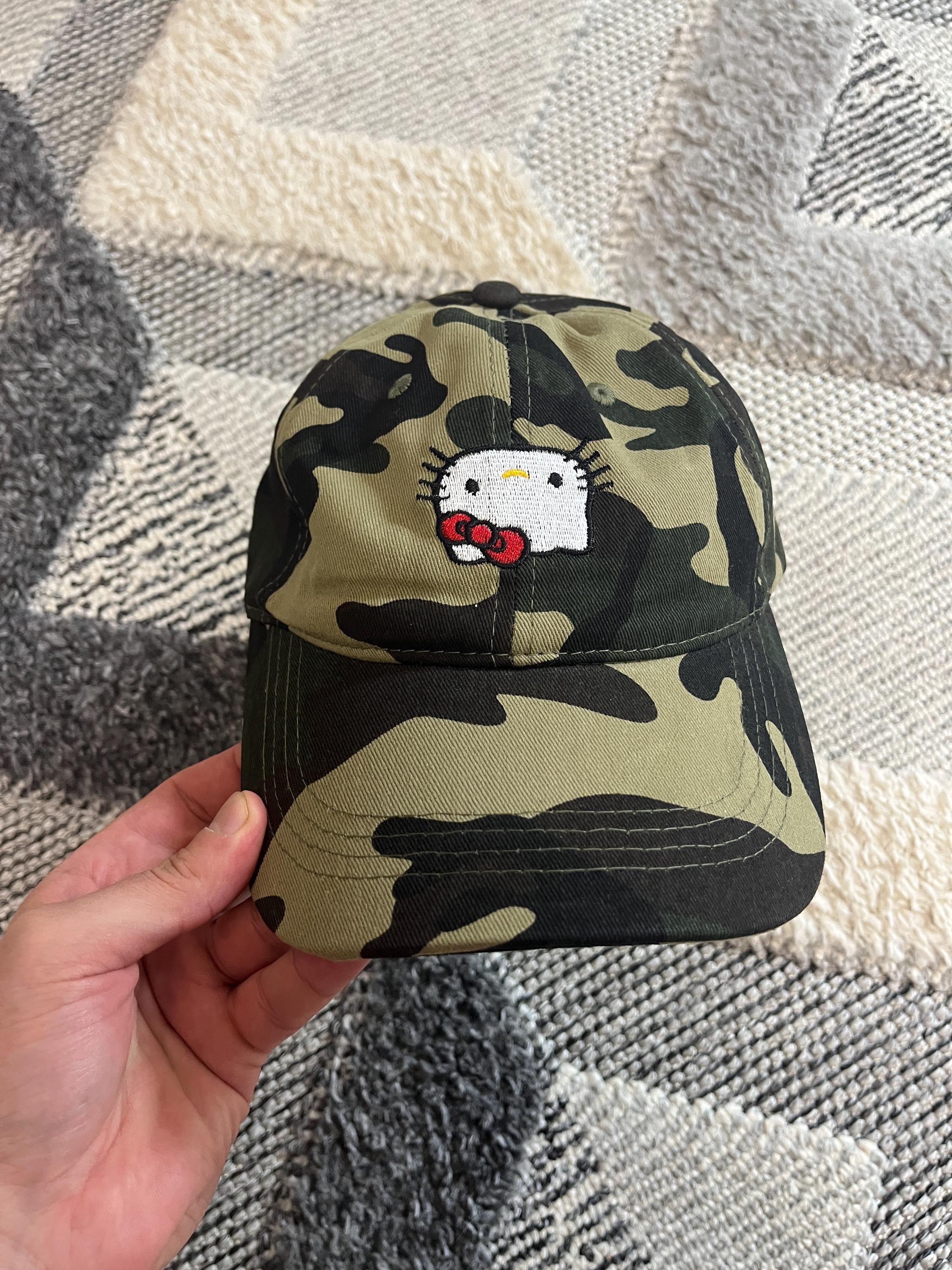 帽子 y2k kitty military cap Hello Kitty Girls Gray Stretch One Size Military Style Cap