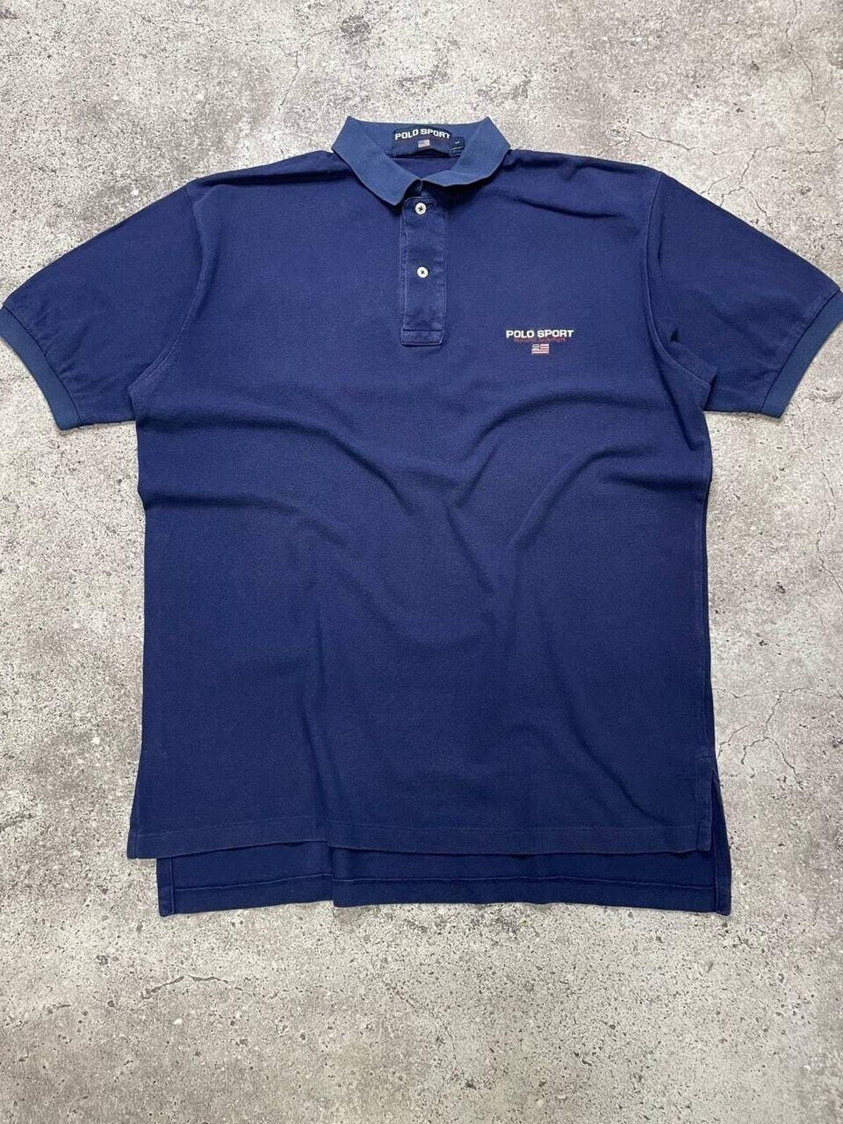 Vintage Polo Sport Ralph Lauren Navy Blue Polo Shirt Men's