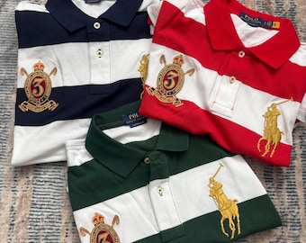 Polo Ralph Lauren Rugby Vintage con escudo bordado en azul marino, rojo y verde