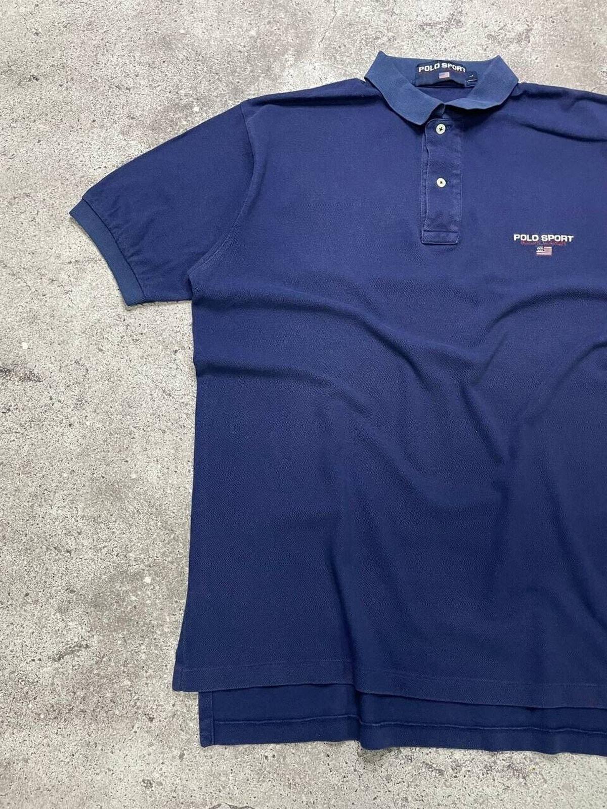 Vintage Polo Sport Ralph Lauren Navy Blue Polo Shirt Men's Size L