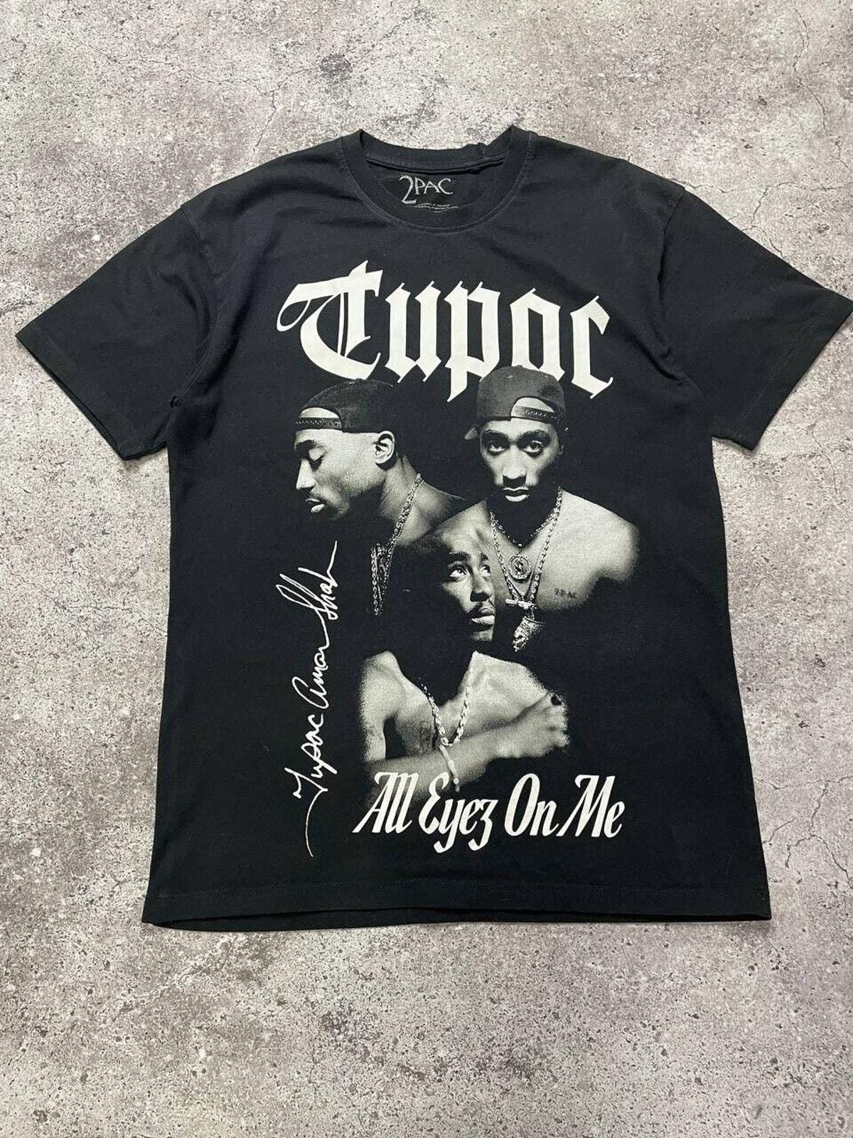Vintage 2pac All Eyez on Me Graphic Hip Hop Rap Tee Small Black T
