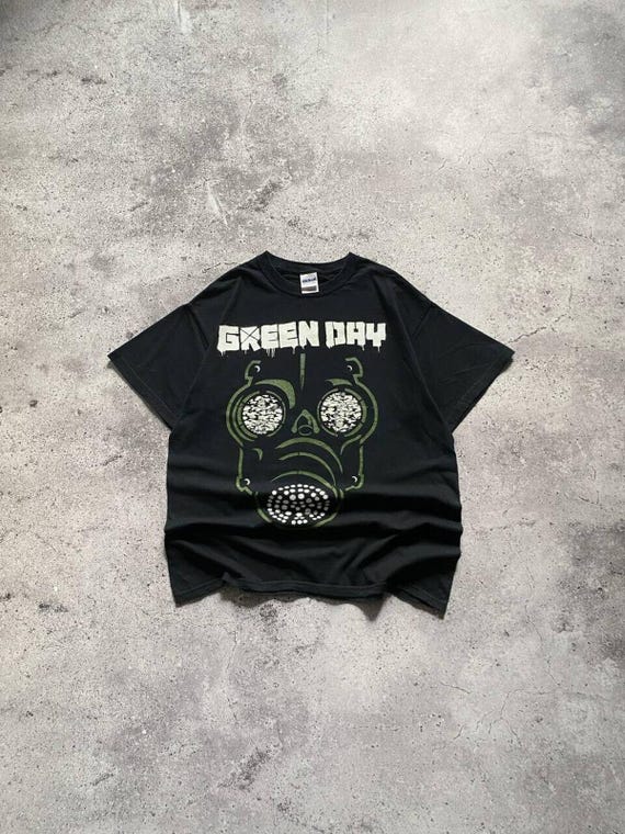Vintage Green Day T-shirt Gas Mask Graphic Black Tee Size L - Etsy