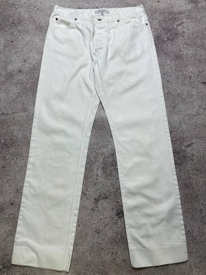 Vintage Yves Saint Laurent White Jeans Size XL Made in Italy Cotton Pants 52 image 1