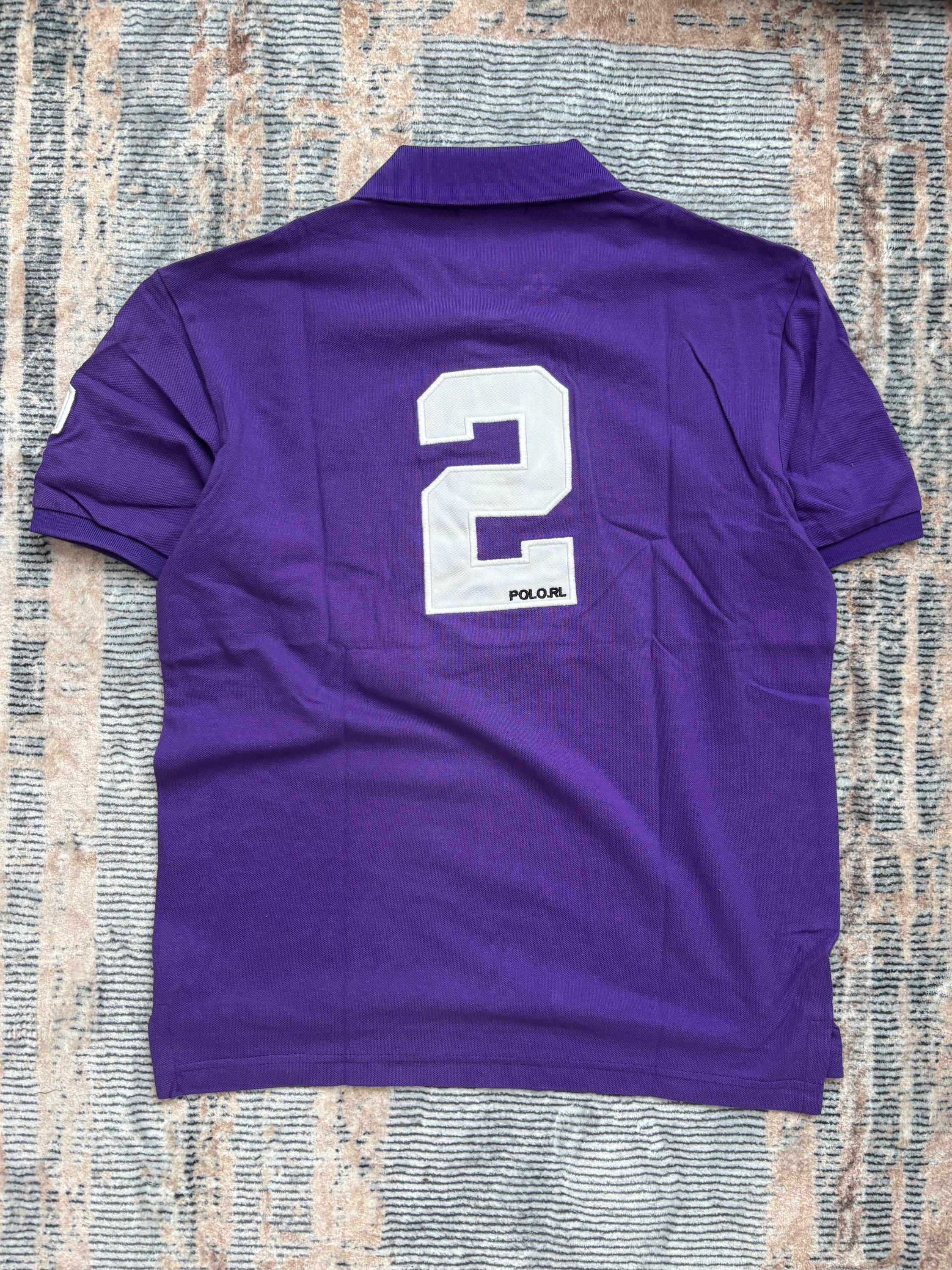 Vintage Polo Ralph Lauren London Polo Shirt Purple Gold Crest