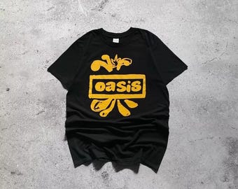 Vintage Oasis Drawn Box Logo T-shirt - Black Graphic Tee - Rock