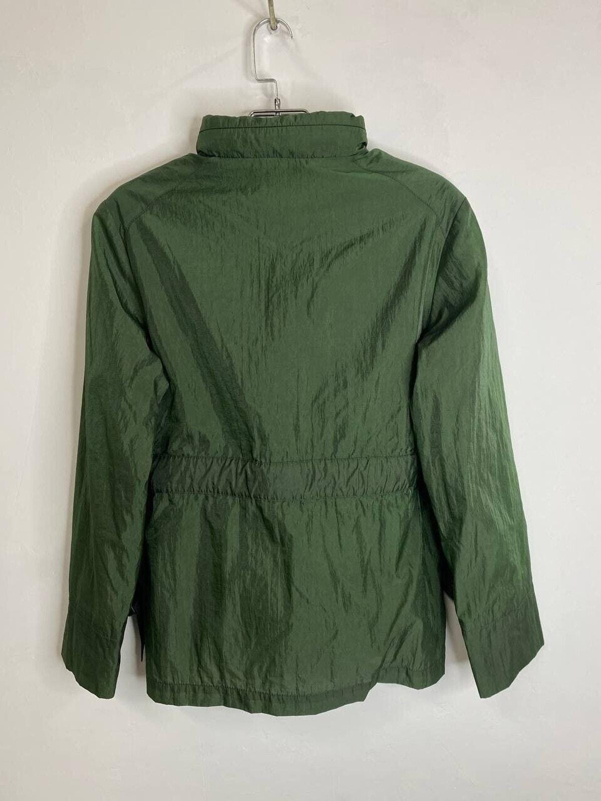 Vintage Moncler Green Hooded Jacket Lightweight Nylon Belted