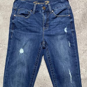 Vintage Seven7 Skinny Jeans Dark Wash Distressed Size 4 S Women’s image 3