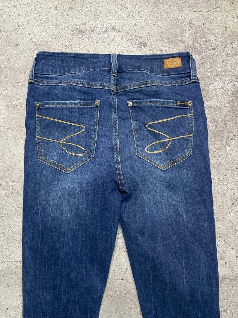 Vintage Seven7 Skinny Jeans Dark Wash Distressed Size 4 S Women’s image 8