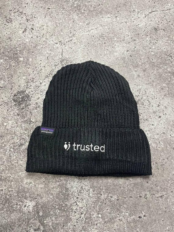 Vintage Patagonia Black Knit Beanie Hat Trusted Embroidery One