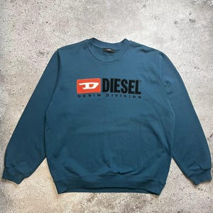 Vintage Diesel sweater trui blauw katoen maat L