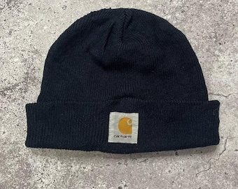 Vintage Carhartt Black Knit Beanie Hat Made in Canada