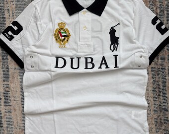 Vintage Polo Ralph Lauren Dubai Polo Shirt White Gold Crest