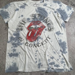 Vintage Rolling Stones In Concert Tie-Dye T-Shirt Medium Blue Red Tongue Logo