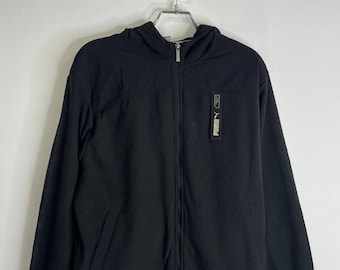 Vintage Puma Black Hooded Softshell Jacket Fleece Lined Size XL