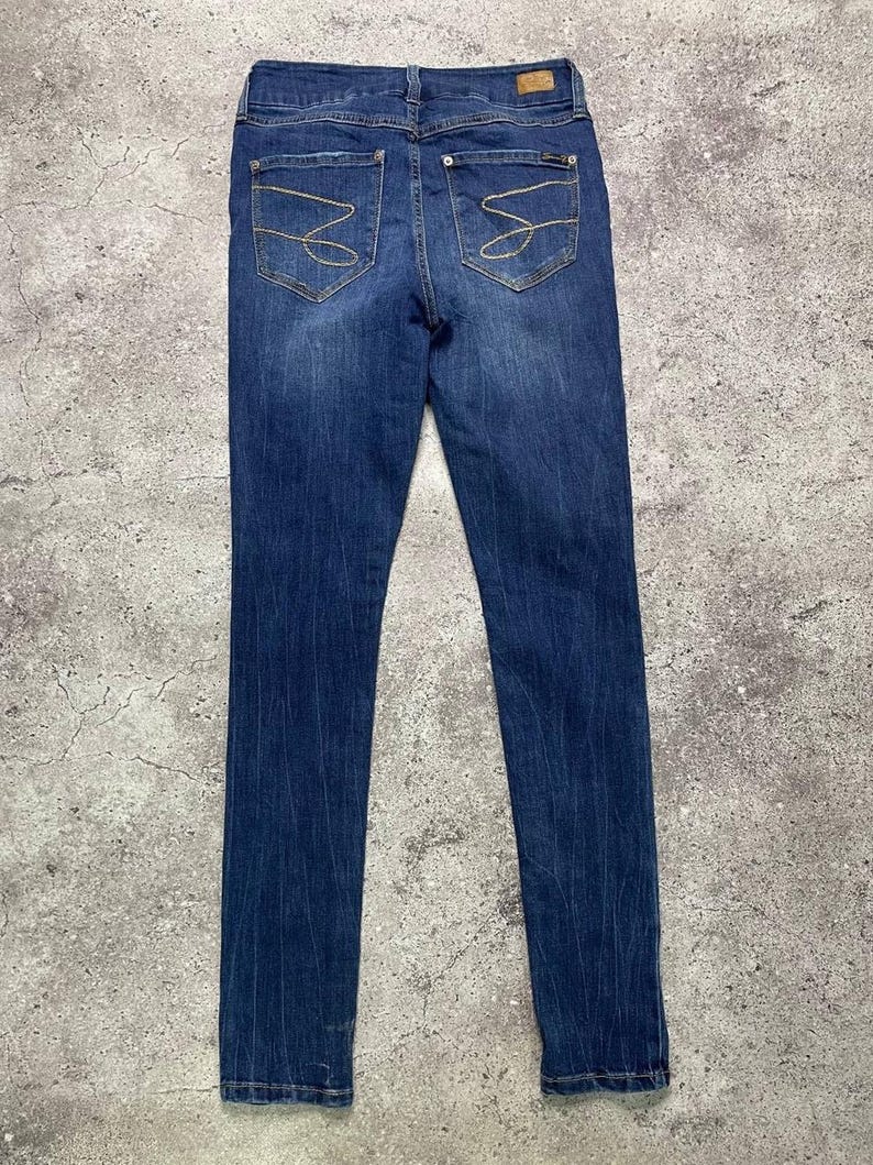 Vintage Seven7 Skinny Jeans Dark Wash Distressed Size 4 S Women’s image 7