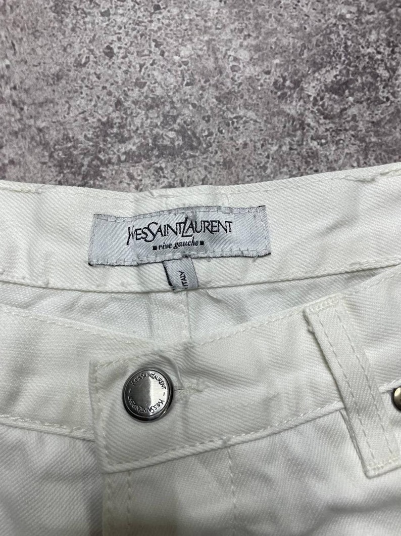 Vintage Yves Saint Laurent White Jeans Size XL Made in Italy Cotton Pants 52 image 5