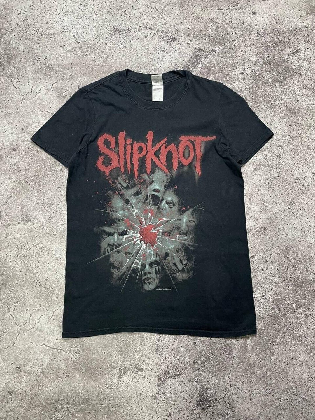 Vintage Slipknot Band T-shirt Red Logo Graphic Design Black Short