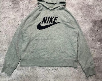 Sudadera con capucha deportiva Nike gris claro vintage para hombre talla L