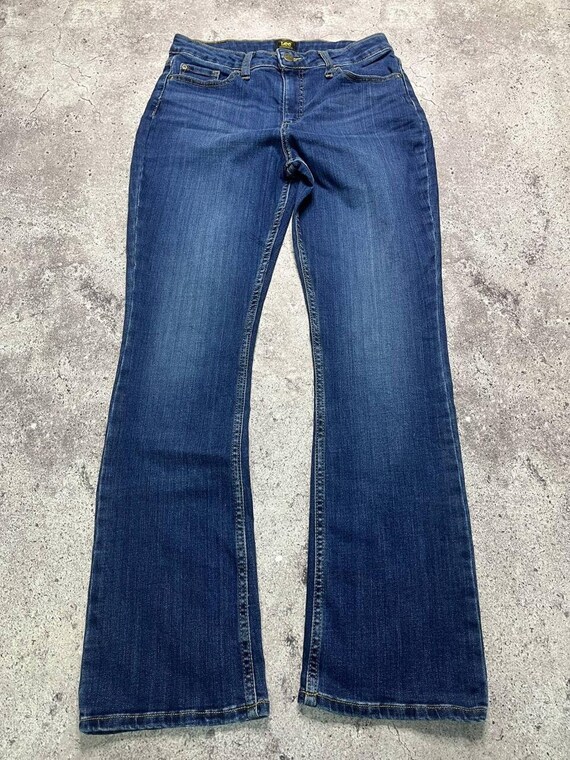 Vintage Lee Flared Jeans Mid Wash Blue Size 31 Bootcut Stretch