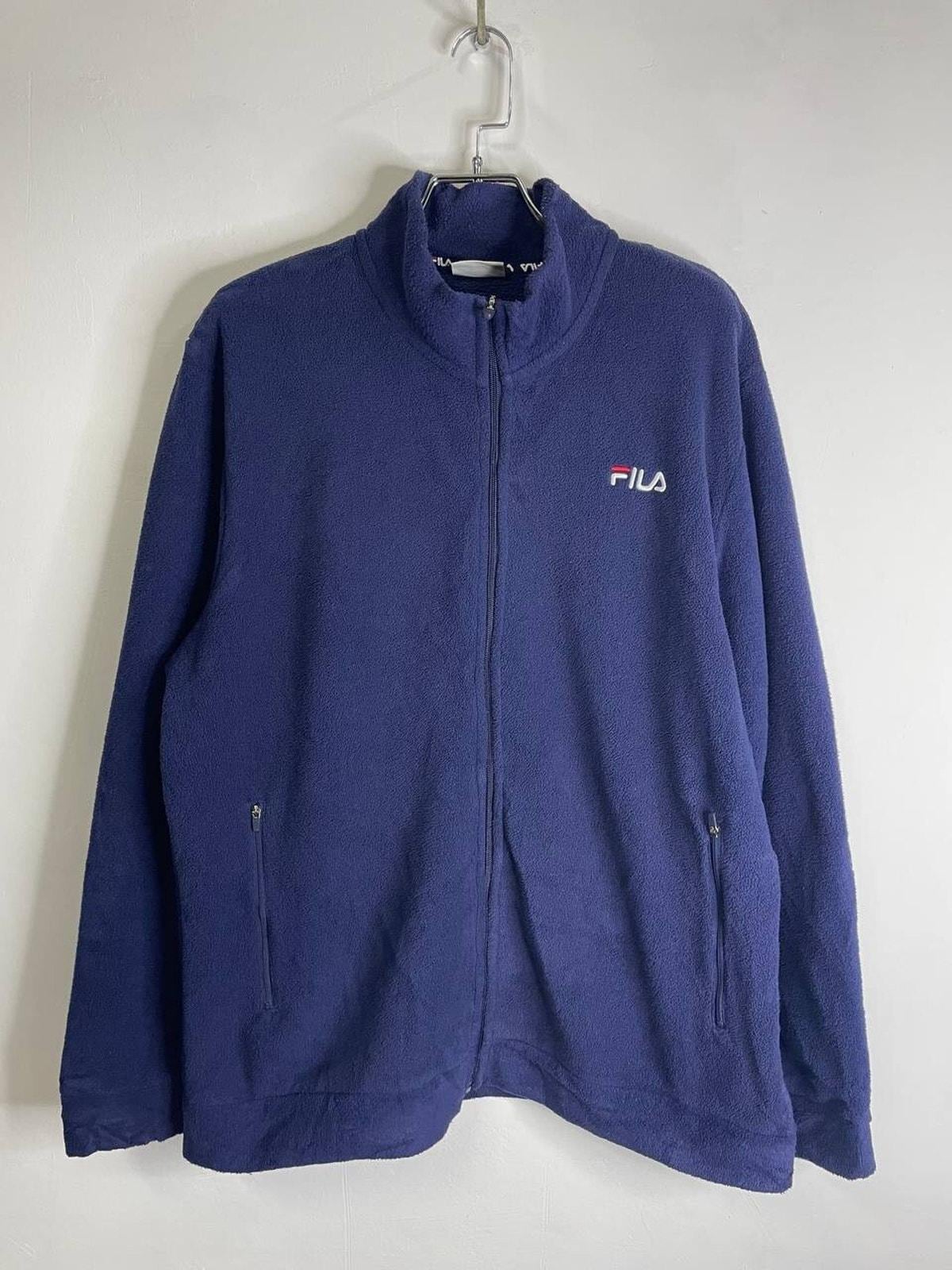 Vintage FILA Navy Blue Full Zip Fleece Jacket Embroidered Logo  display picture 1