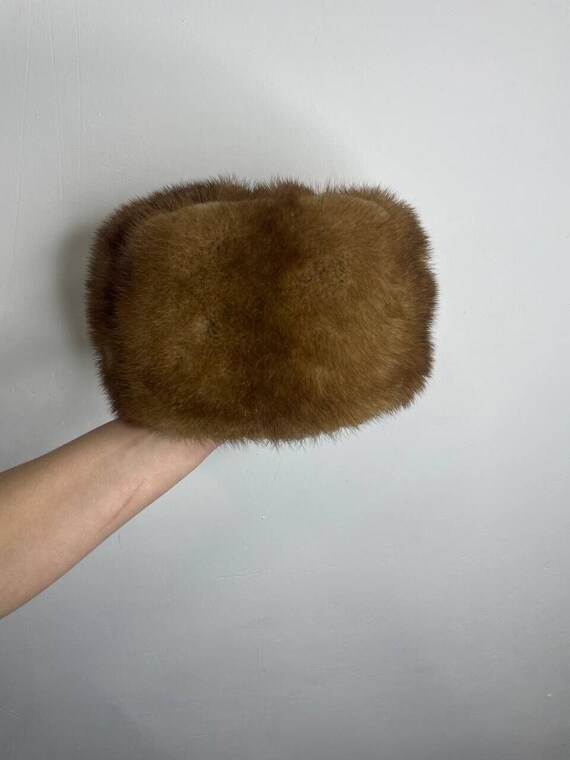 Vintage Brown Fur Classic Lined Round Russian Style Head  Women Hat Luxury Fur Hat | Mink Fur Hat | Vintage Style Fur Hat  main image 4