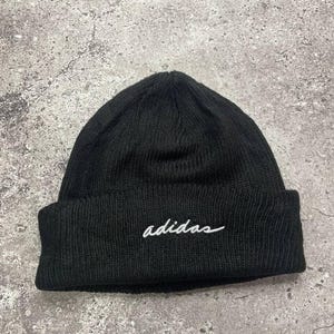 Vintage Adidas Black Knit Beanie Hat