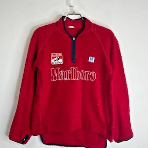 Veste Polaire Vintage Marlboro Unlimited Rouge Et Noir Taille XXL - Fermeture éclair Complète