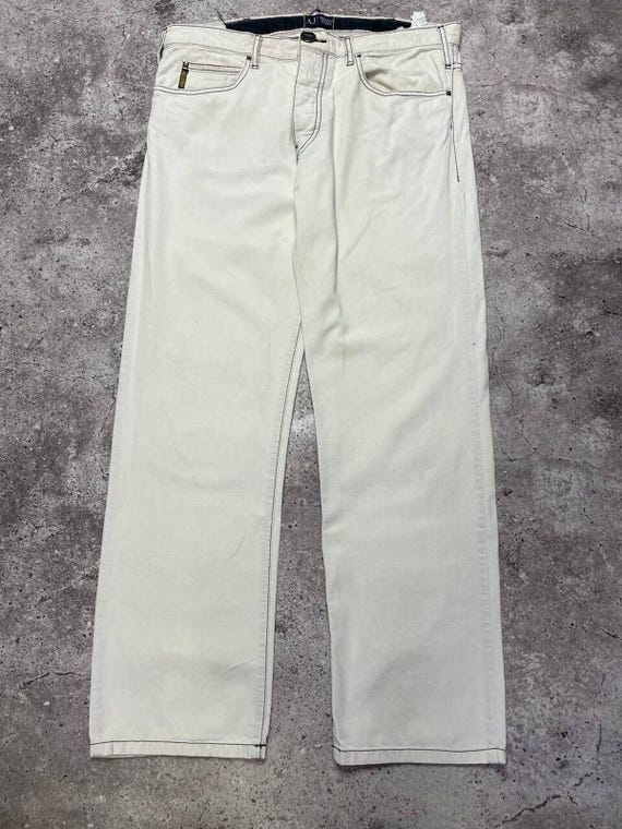 ARMANI JEANS ホワイトデニム Vintage Armani Jeans White Denim Pants Size 36 Straight Fit Made