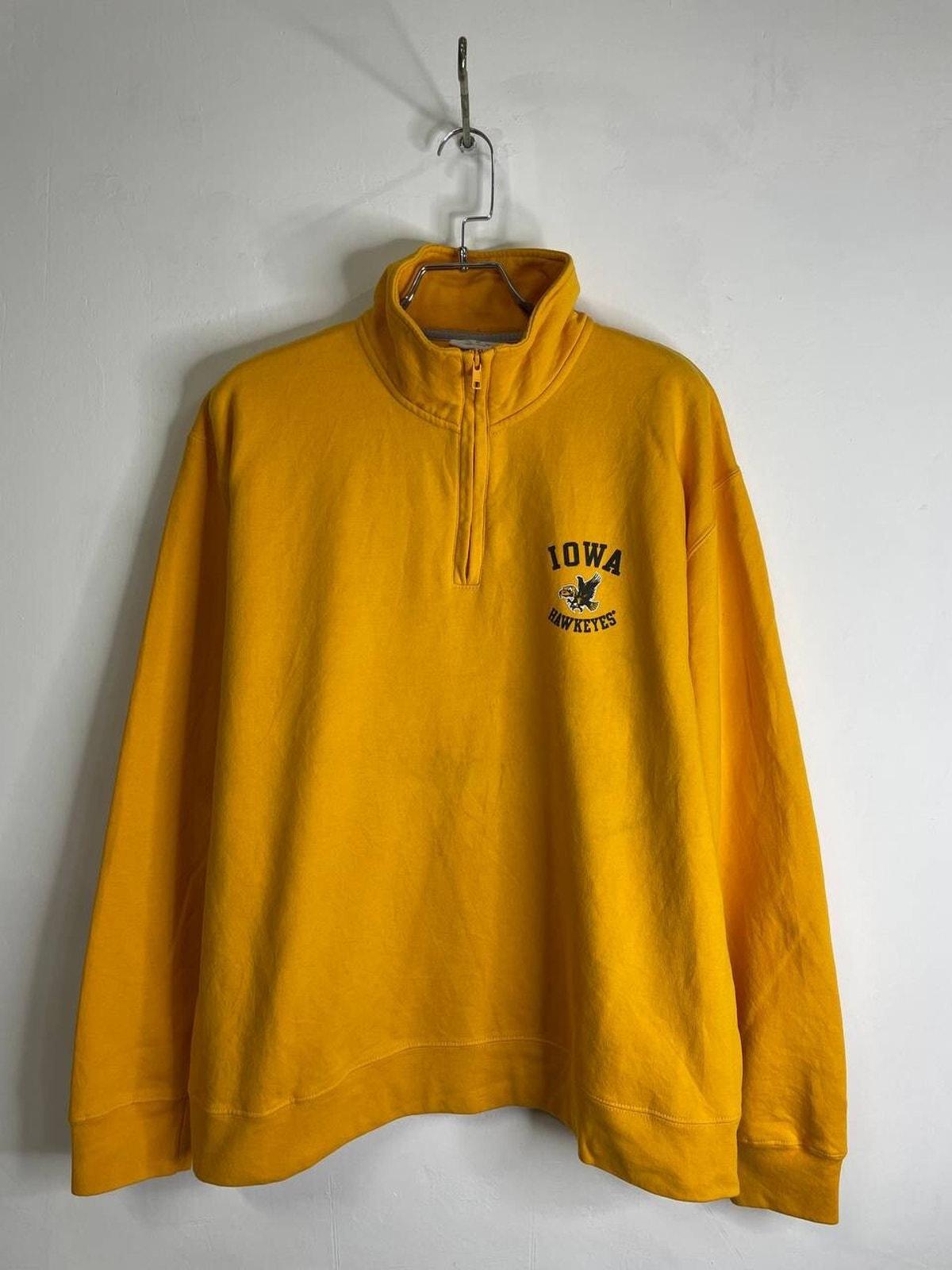 Vintage Champion Iowa Hawkeyes Yellow Quarter-zip Sweatshirt Size