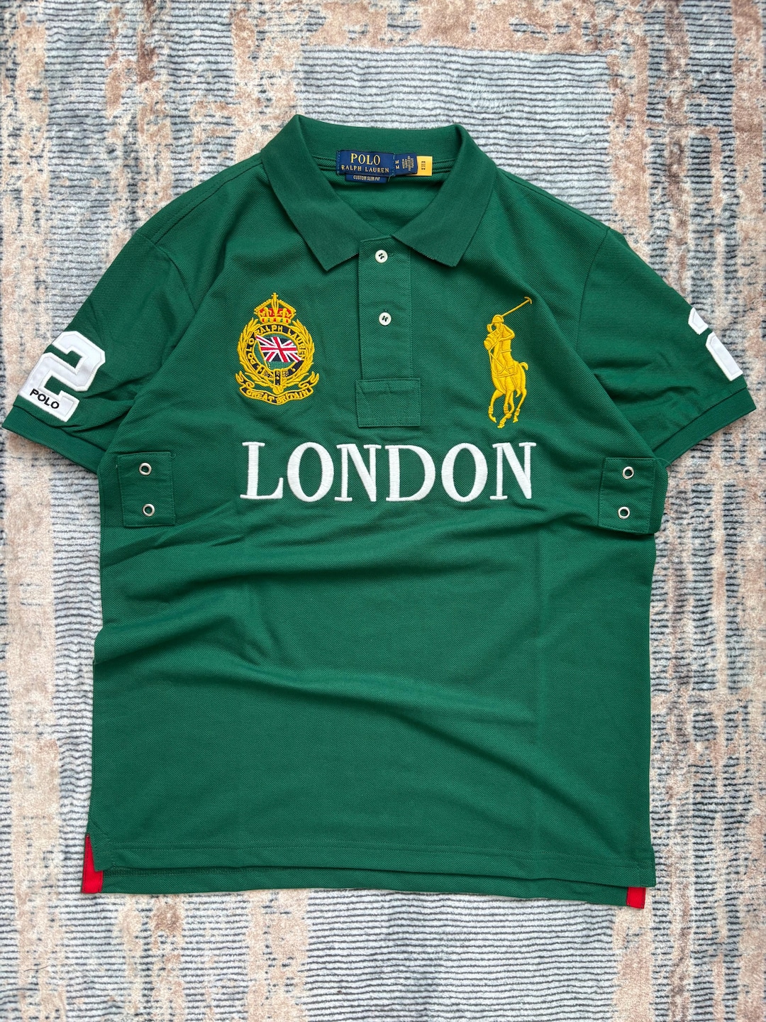 POLO by Ralph Lauren ENGLAND 古着 緑 Mサイズ Vintage Polo Ralph Lauren London Polo Shirt Green Gold Crest