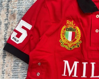 Vintage Polo Ralph Lauren Milan Polo Shirt Red • Big Pony Logo