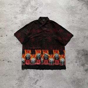 Vintage Y2k Flame Button Up - Etsy