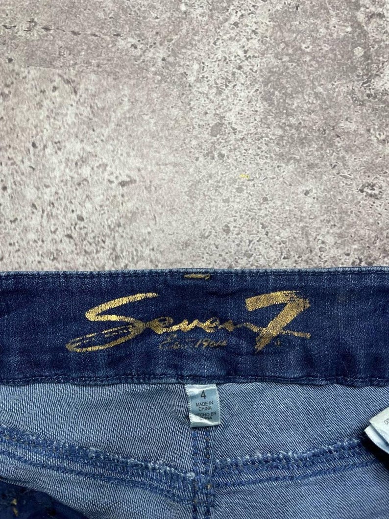 Vintage Seven7 Skinny Jeans Dark Wash Distressed Size 4 S Women’s image 4